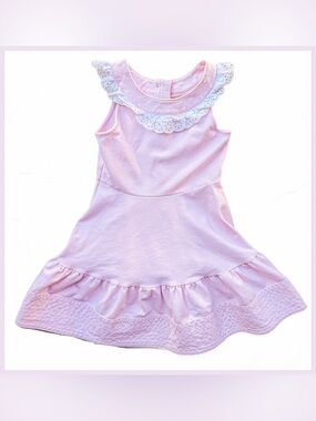 HP! 🥳 Janie and Jack Eyelet Ruffle Ponte Dress Pink 7 Girls Party Quality Fancy